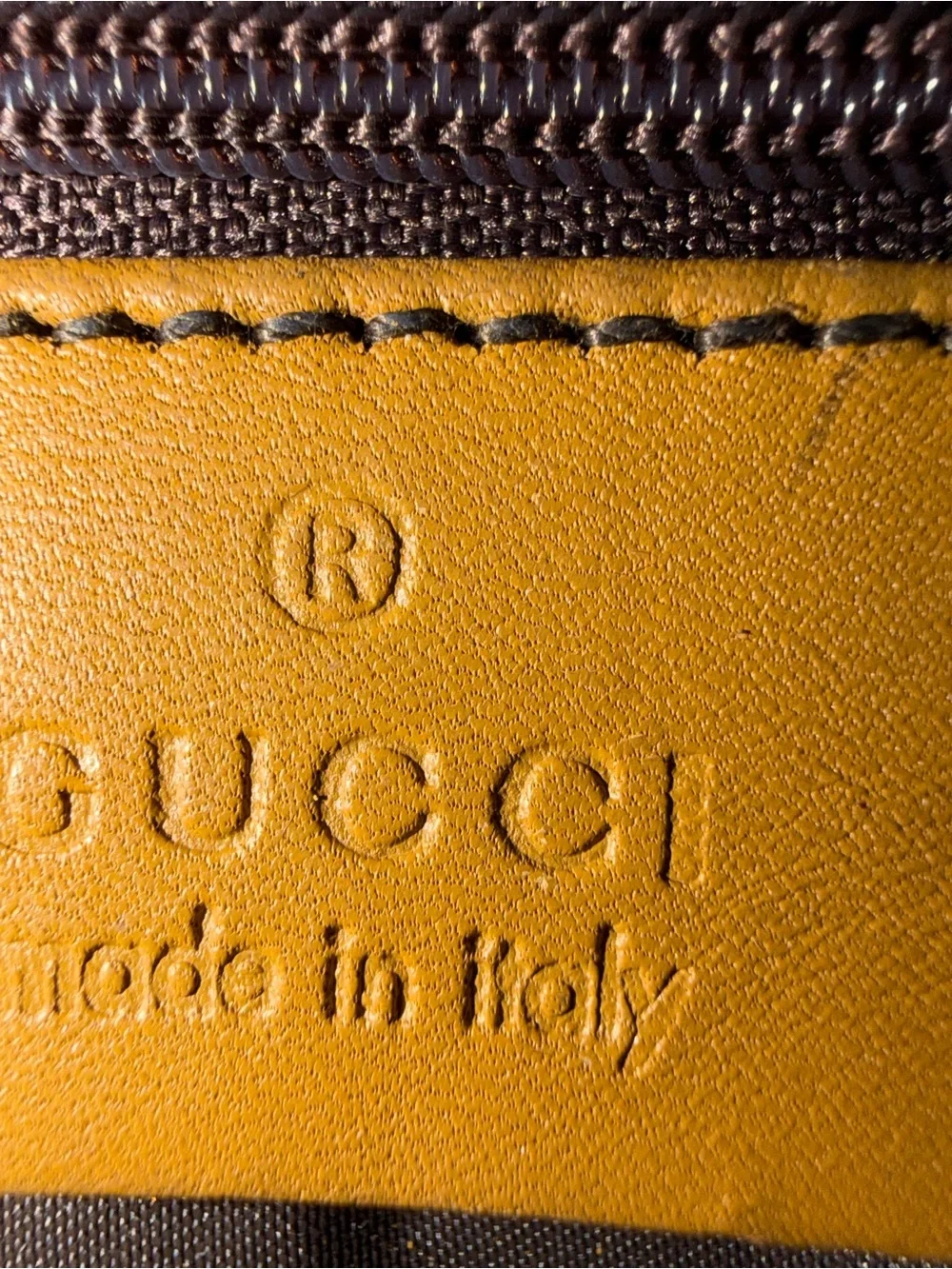 Gucci Men’s Yellow-Tan Leather Wallet with Debossed Logo